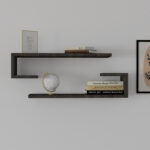 Eldo wall shelf set of 2 melamine in black shade 60x19.6x15cm - Слика 2