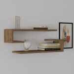 Eldo wall shelf set of 2 melamine in walnut shade 60x19.6x15cm - Слика 2