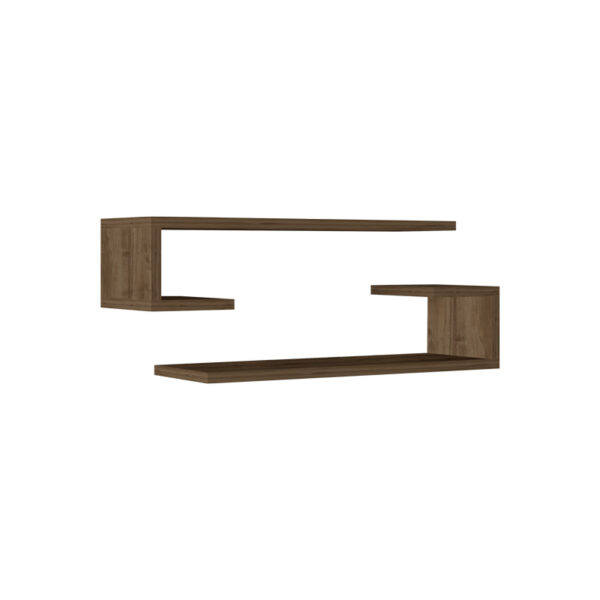 Eldo wall shelf set of 2 melamine in walnut shade 60x19.6x15cm