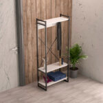 Entrance furniture with hanger Baker black metal and white melamine 90x34x180cm - Слика 2