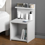 Kassito melamine bedside table in white shade 35x32x63cm - Image 2