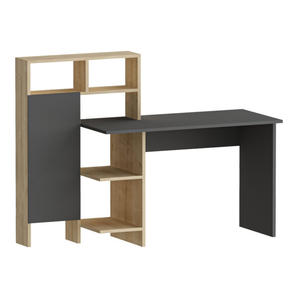 Calisma desk with shelf in oak-anthracite shade 135x60x111cm