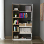 Bookcase with drawers Dakin in white-walnut shade 80x25x190cm - Слика 3