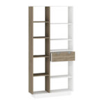 Bookcase with drawers Dakin in white-walnut shade 80x25x190cm - Слика 4