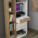 Bookcase with drawers Dakin in white-walnut shade 80x25x190cm - Слика 5