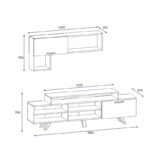 Visao TV set in white-walnut shades 180x32x55cm - Image 6