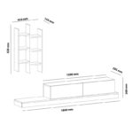 Rumba TV cabinet in white-oak shade 180x30x31cm - Image 5
