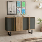 Amanda I sideboard in anthracite-walnut shade 160x74x79cm - Слика 2