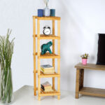 Zangia 5-tier floor shelf in natural color 36x36x140cm - Image 2