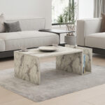 Poko coffee table in white-grey marble color 86.8x50x32.4cm - Image 2