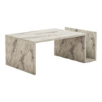 Poko coffee table in white-grey marble color 86.8x50x32.4cm