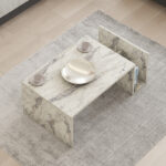 Poko coffee table in white-grey marble color 86.8x50x32.4cm - Image 3