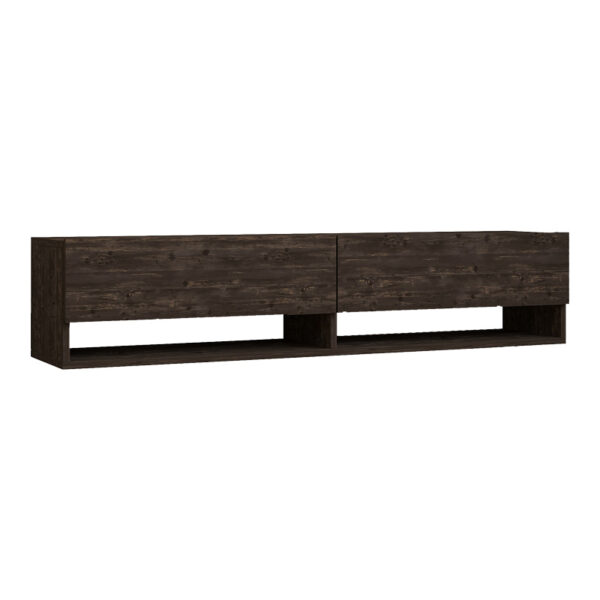 Melosa wall-mounted TV cabinet in dark walnut shade 141x30x31cm