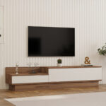 Eclipse TV cabinet in cream-oak shade 160x35x35cm - Image 2