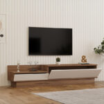 Eclipse TV cabinet in cream-oak shade 160x35x35cm - Image 3