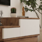 Eclipse TV cabinet in cream-oak shade 160x35x35cm - Image 4