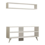 Престижен гарнитура за дневна соба во бела боја 120x29.6x50 см