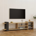 Rinia TV cabinet in oak-anthracite shade 153.60x26x40cm - Слика 2