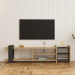 Rinia TV cabinet in oak-anthracite shade 153.60x26x40cm - Слика 4