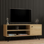 Wison TV cabinet in oak shade 120x29x50cm - Image 2