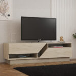 Cogo TV cabinet in travertine look 160x40x45cm - Image 2