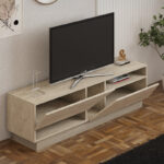 Cogo TV cabinet in travertine look 160x40x45cm - Image 3