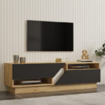 Cogo TV cabinet in oak - anthracite shade 160x40x45cm - Image 2