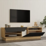 Cogo TV cabinet in oak - anthracite shade 160x40x45cm - Image 3