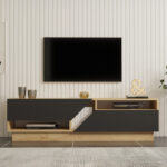 Cogo TV cabinet in oak - anthracite shade 160x40x45cm - Image 4