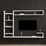 Dilan composite living room wall unit in white shade 180x29.60x121.80cm - Image 3