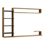 Dilan composite living room wall unit in oak-anthracite shade 180x29.60x121.80cm