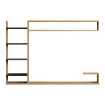 Dilan composite living room wall unit in oak-anthracite shade 180x29.60x121.80cm - Image 5