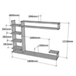 Dilan composite living room wall unit in oak-anthracite shade 180x29.60x121.80cm - Image 6