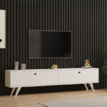 Jate TV cabinet in white 160x25x40cm - Image 2