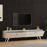 Jate TV cabinet in white 160x25x40cm - Image 3