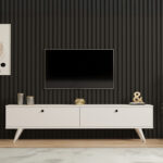 Jate TV cabinet in white 160x25x40cm - Image 4