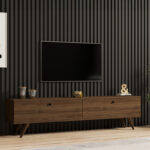 Jate TV cabinet in walnut 160x25x40cm - Image 2