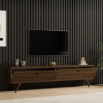Jate TV cabinet in walnut 160x25x40cm - Image 3