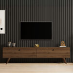 Jate TV cabinet in walnut 160x25x40cm - Image 4