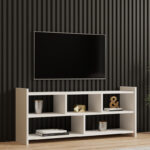 Kapri TV cabinet in white 120x28x55cm - Image 2