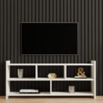 Kapri TV cabinet in white 120x28x55cm - Image 4