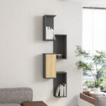 Kongo wall shelf in oak-anthracite shade 44x20x159cm