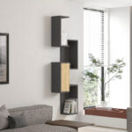 Kongo wall shelf in oak-anthracite shade 44x20x159cm - Image 3