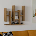 Bemba wall shelf in walnut shade 70x19.6x68.8cm - Image 2