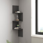 Corner wall shelf Insta in anthracite 25x25x105.5cm