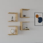 Perari 4pcs wall shelf in oak shade 30x19.6x30cm - Image 2