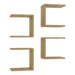 Perari 4pcs wall shelf in oak shade 30x19.6x30cm