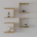 Perari 4pcs wall shelf in oak shade 30x19.6x30cm - Image 3
