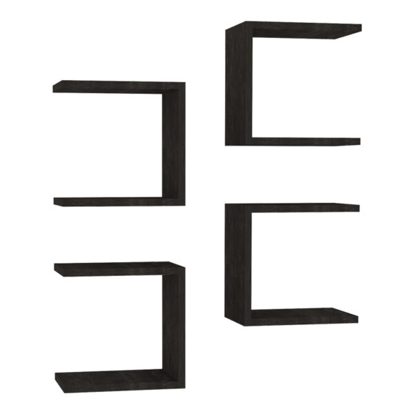 Perari 4pcs wall shelf in dark walnut shade 30x19.6x30cm