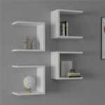 Perari 4pcs wall shelf in white shade 30x19.6x30cm